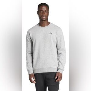•ADIDAS•MEDIUM GRAY HEATHER ESSENTIALS CREWNECK CLASSIC LOGO SWEATSHIRT SIXE XL